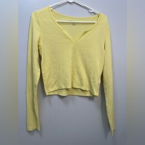 American Eagle Outfitters Light Yellow Long Sleeve Top